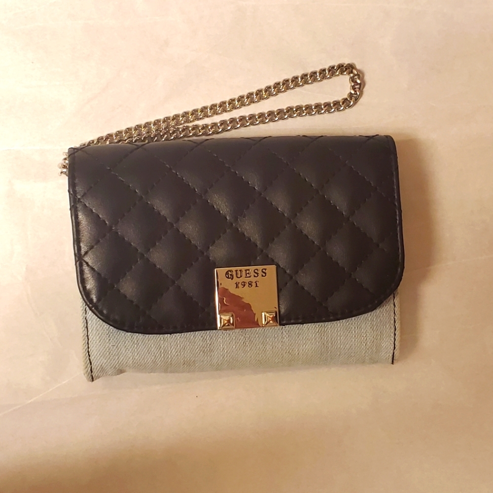 Guess Denim Clutch with Wallet NWOT